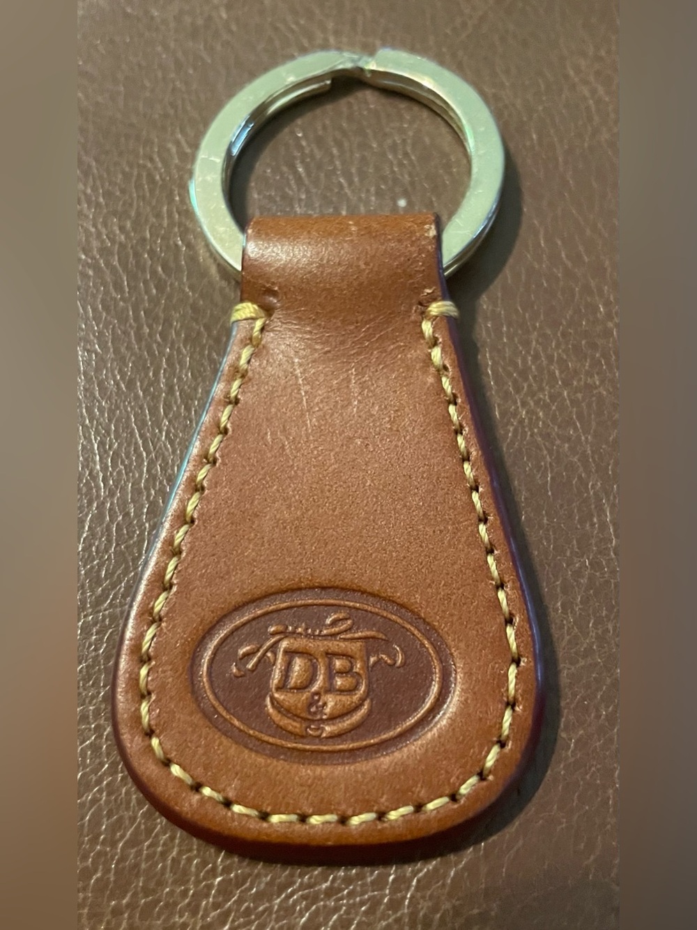Dooney  Bourke Brown Leather Key Fob Keychain. New.